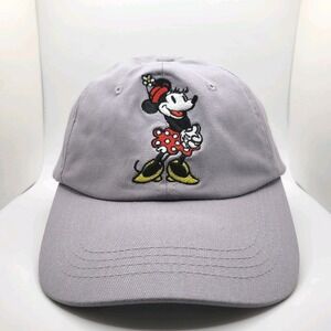 Disney Minnie Mouse Embroidered Baseball Cap Women's Gray Adjustable Hat